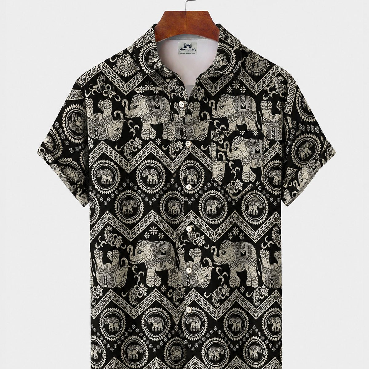Alohadaddy® Men's Short-Sleeve Button-Down Shirt with Pocket Tribal Print