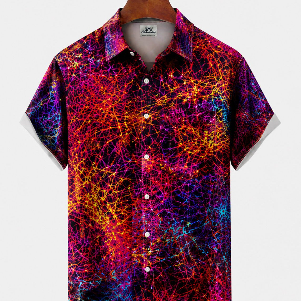 Alohadaddy® Men's Short-Sleeve Button-Down Shirt with Pocket Abstract Print