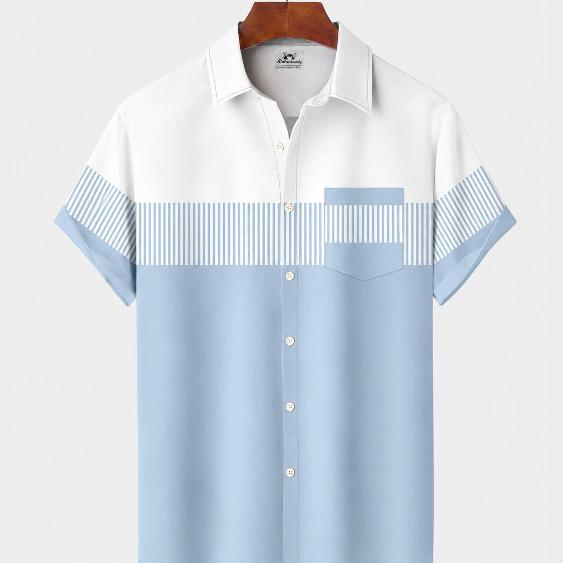 Alohadaddy® Men's Short-Sleeve Button-Down Shirt with Pocket Geometric Print