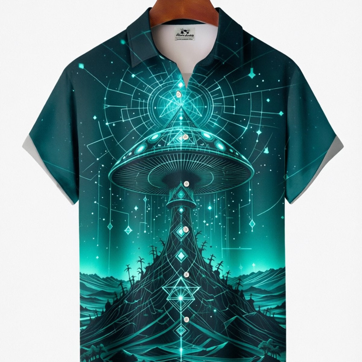Alohadaddy® Men's Short-Sleeve Button-Down Shirt with Pocket Universe Print