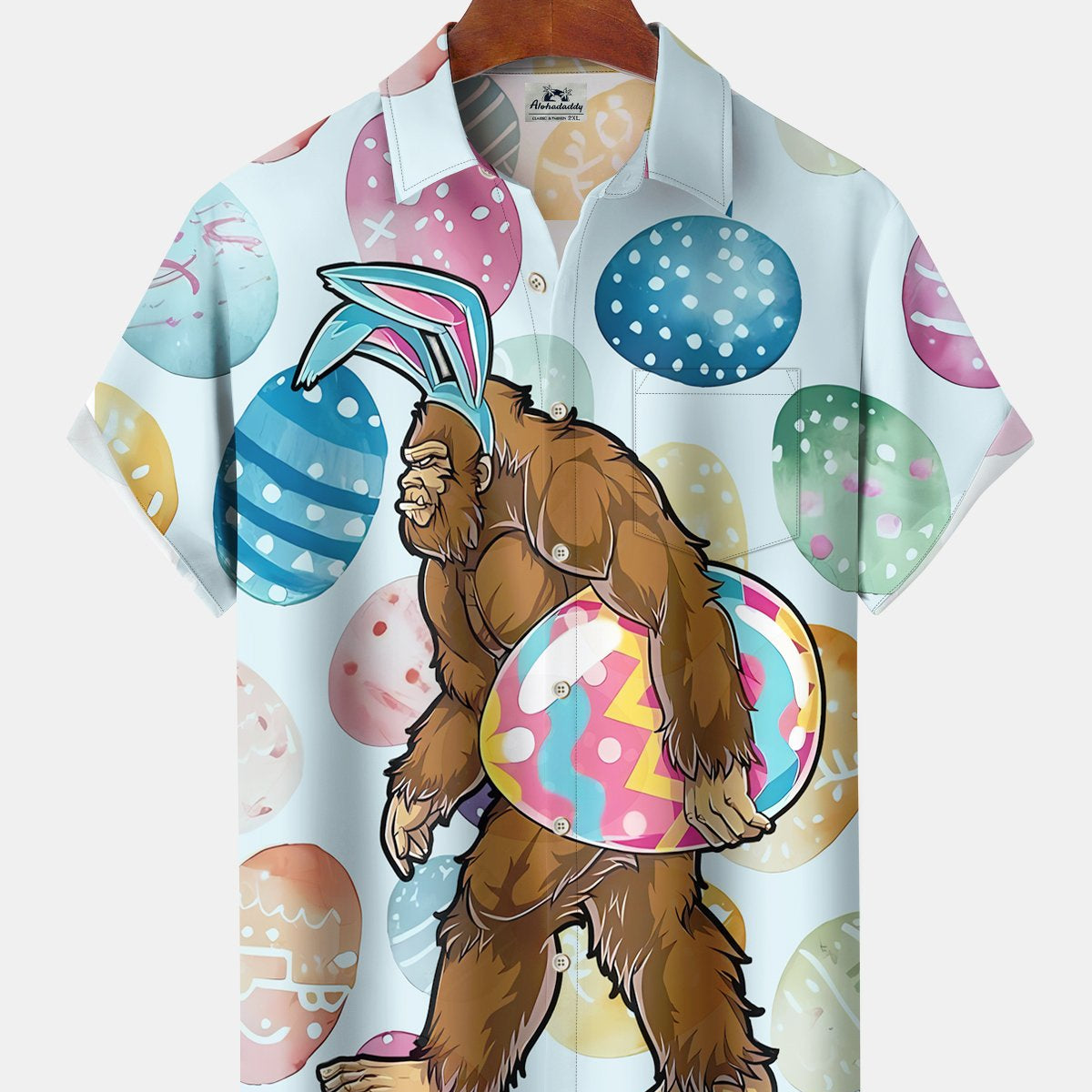 Alohadaddy Hawaii Resort Style Easter Bigfoot Pocket Button Stretch Large Size Men's Shirt