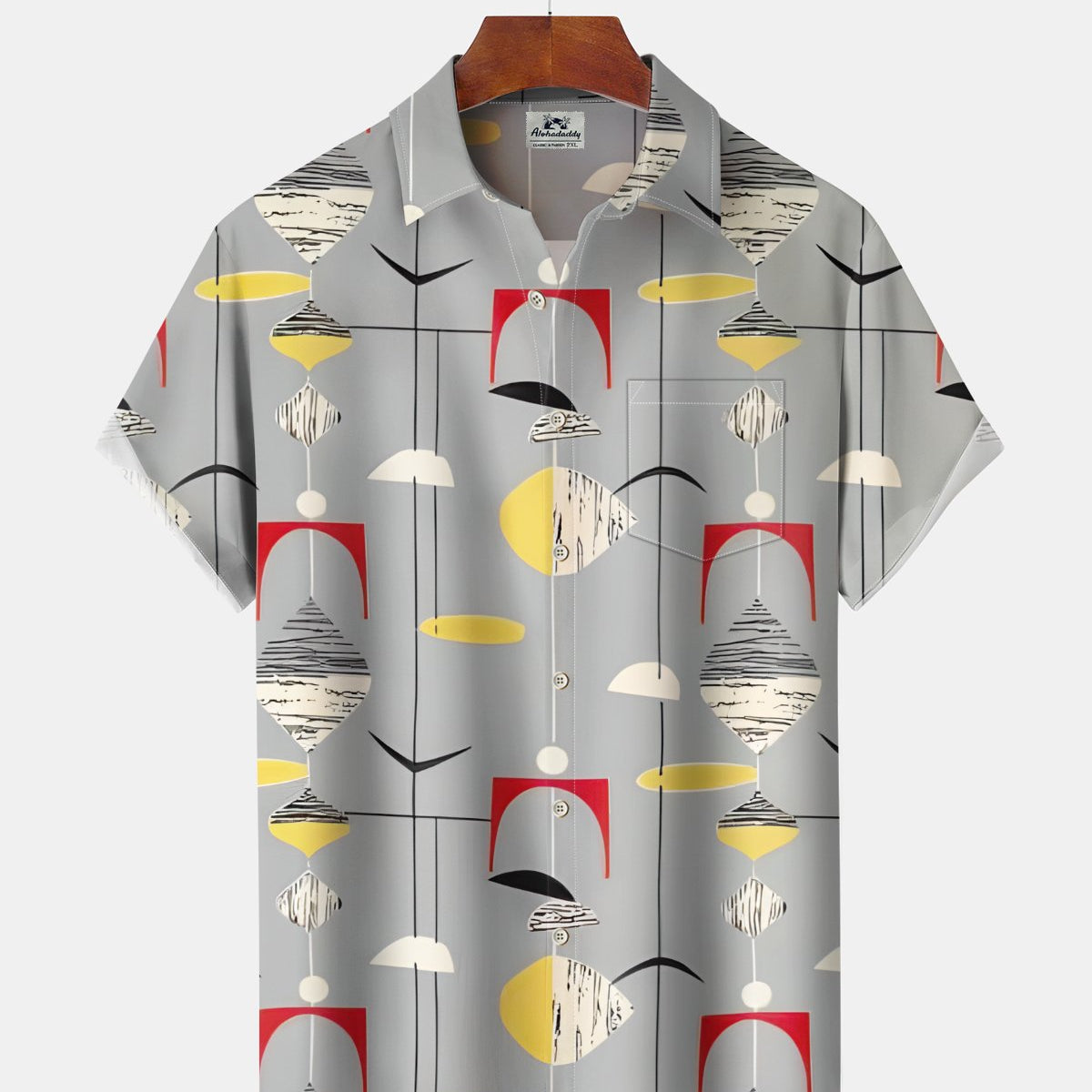 Alohadaddy® Casual Abstract Print Art Button Pocket Cardigan Men's Short-Sleeve Shirt