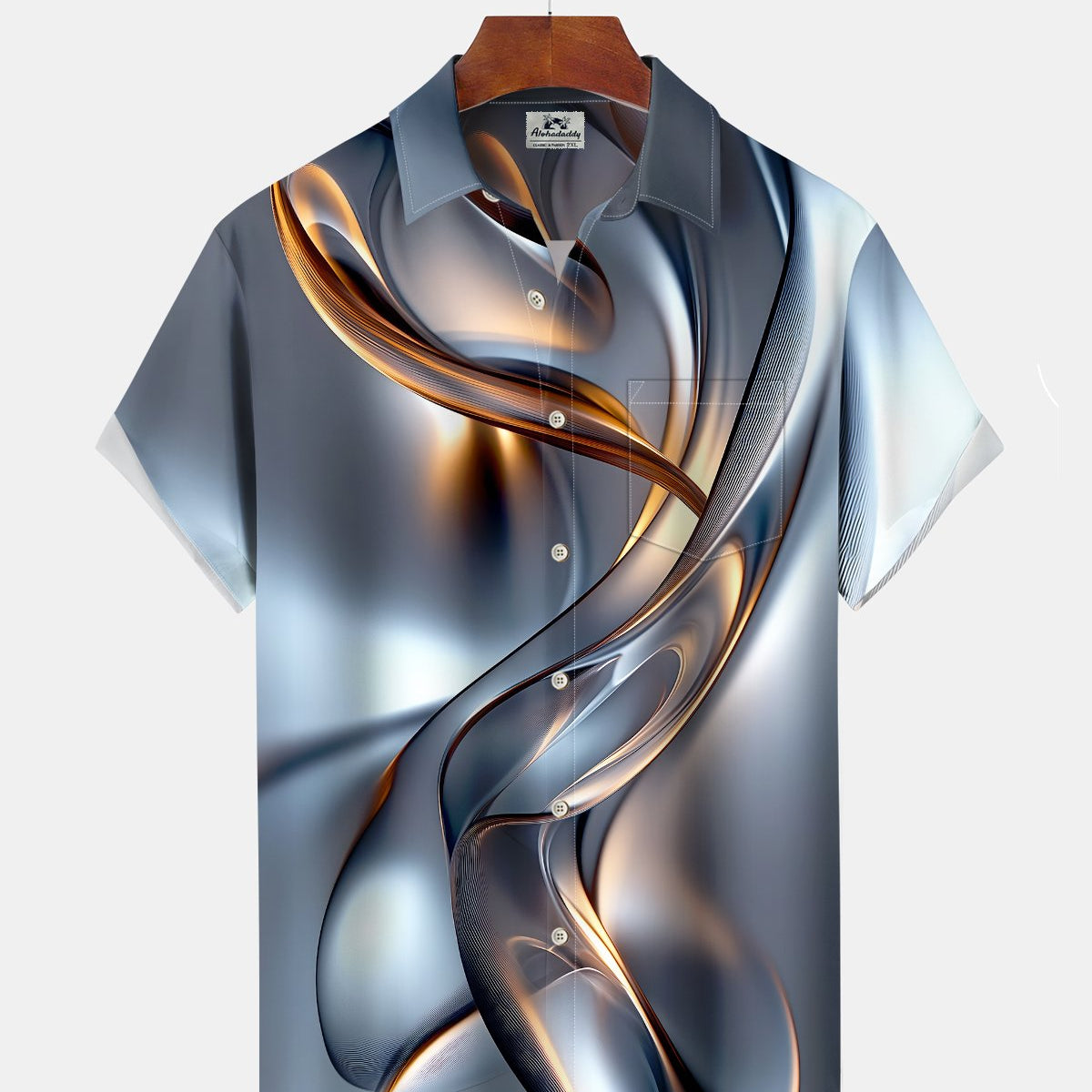 Alohadaddy® Men's Short-Sleeve Button-Down Shirt Casual Abstract Texture Print with Pocket