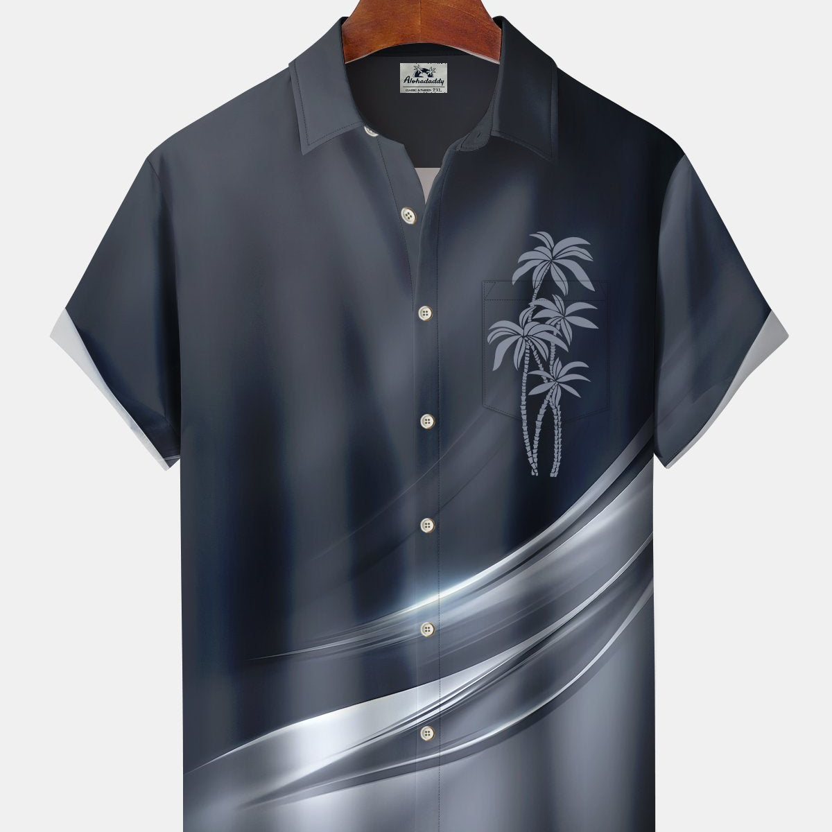 Alohadaddy Men's Geometric Gradient 3D Line Holiday Palm Tree Shirt
