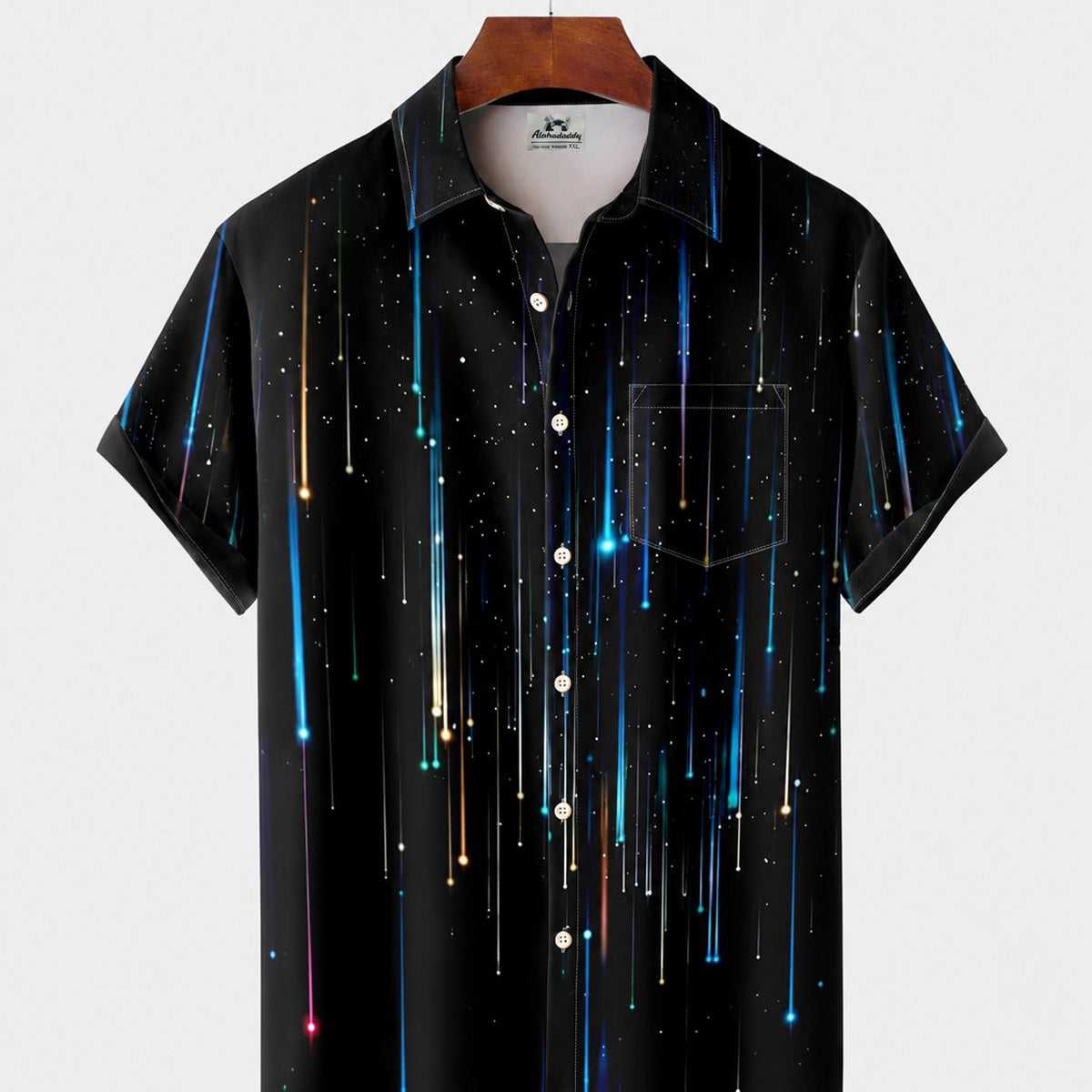 Alohadaddy® Men's Short-Sleeve Button-Down Shirt with Pocket Stripes Print