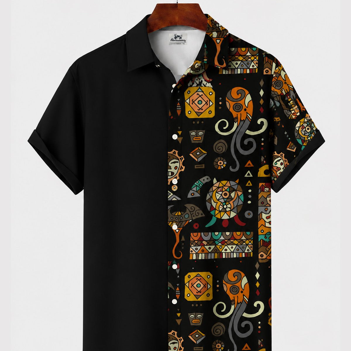 Alohadaddy® Men's Short-Sleeve Button-Down Shirt with Pocket Art Print