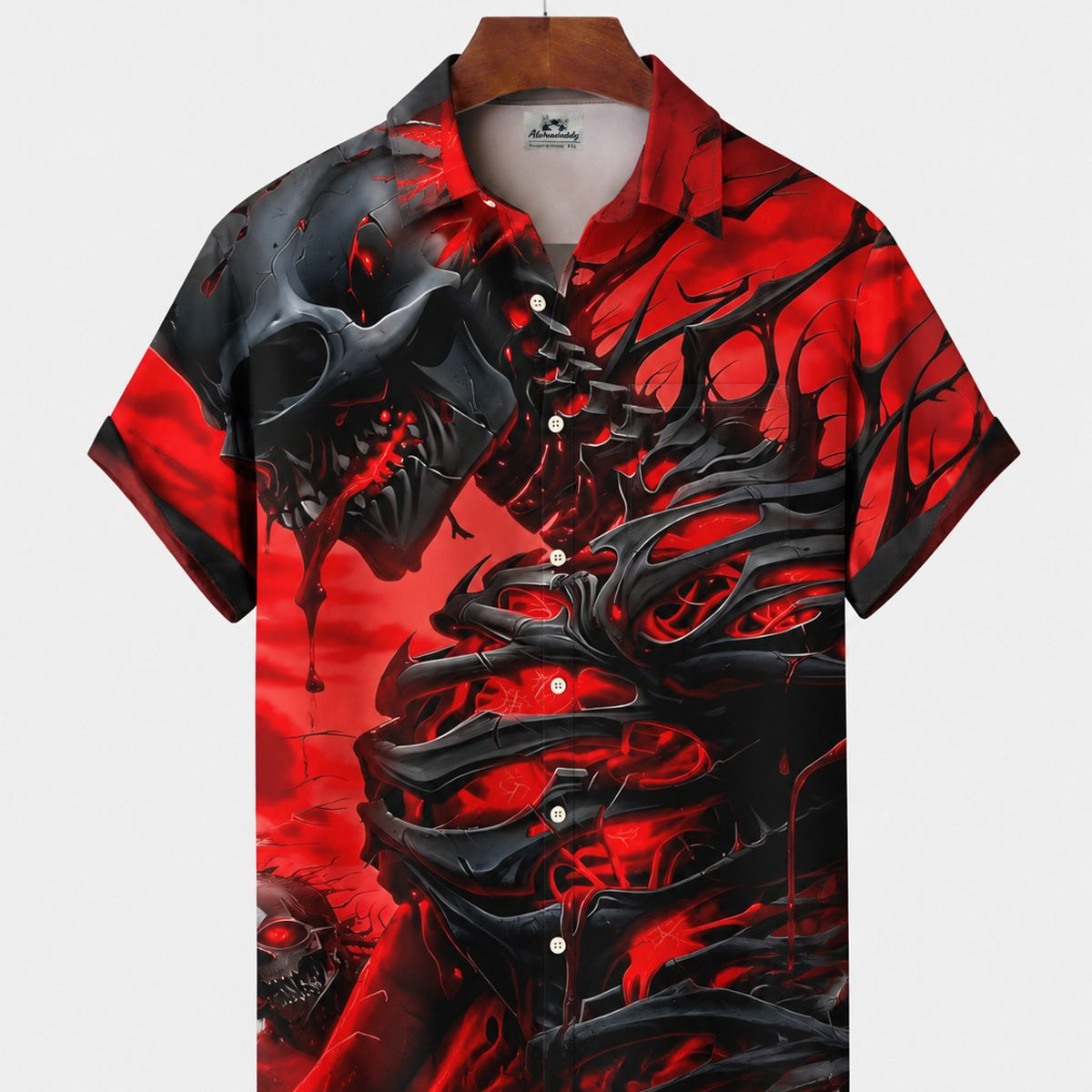 Alohadaddy® Men's Short-Sleeve Button-Down Shirt with Pocket Skull Print