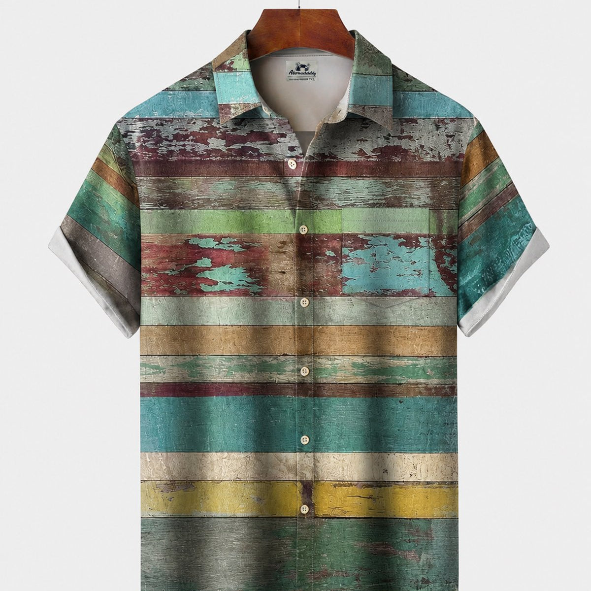Alohadaddy® Men's Short-Sleeve Button-Down Shirt with Pocket Art Print