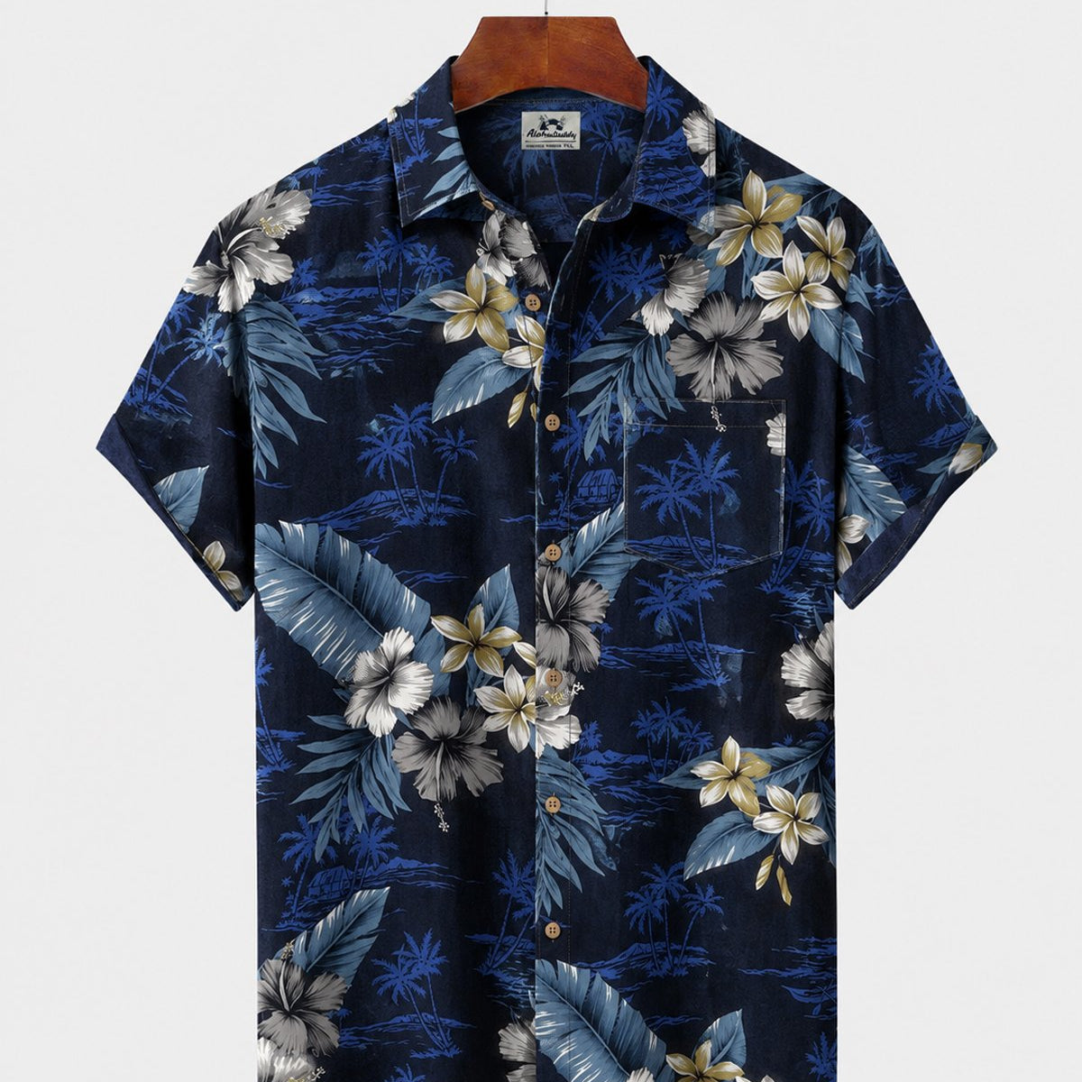 Alohadaddy® Men's Short-Sleeve Button-Down Shirt with Pocket Floral Print