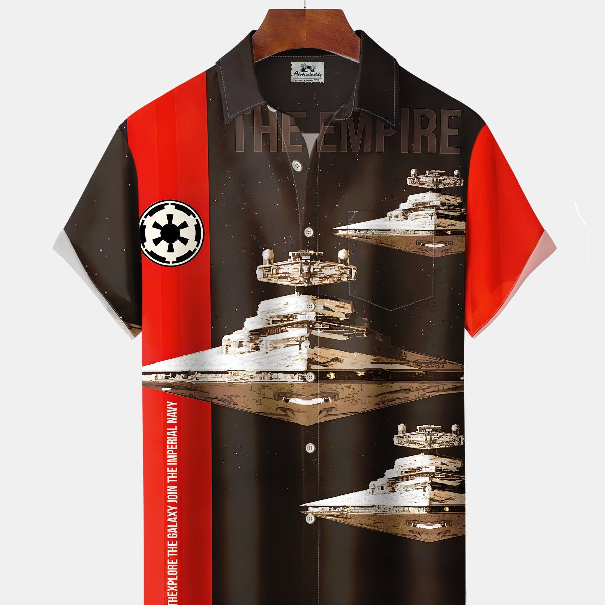 Alohadaddy® Casual Star Wars Print Art Button Pocket Cardigan Men's Short Sleeve Shirt Big & Tall