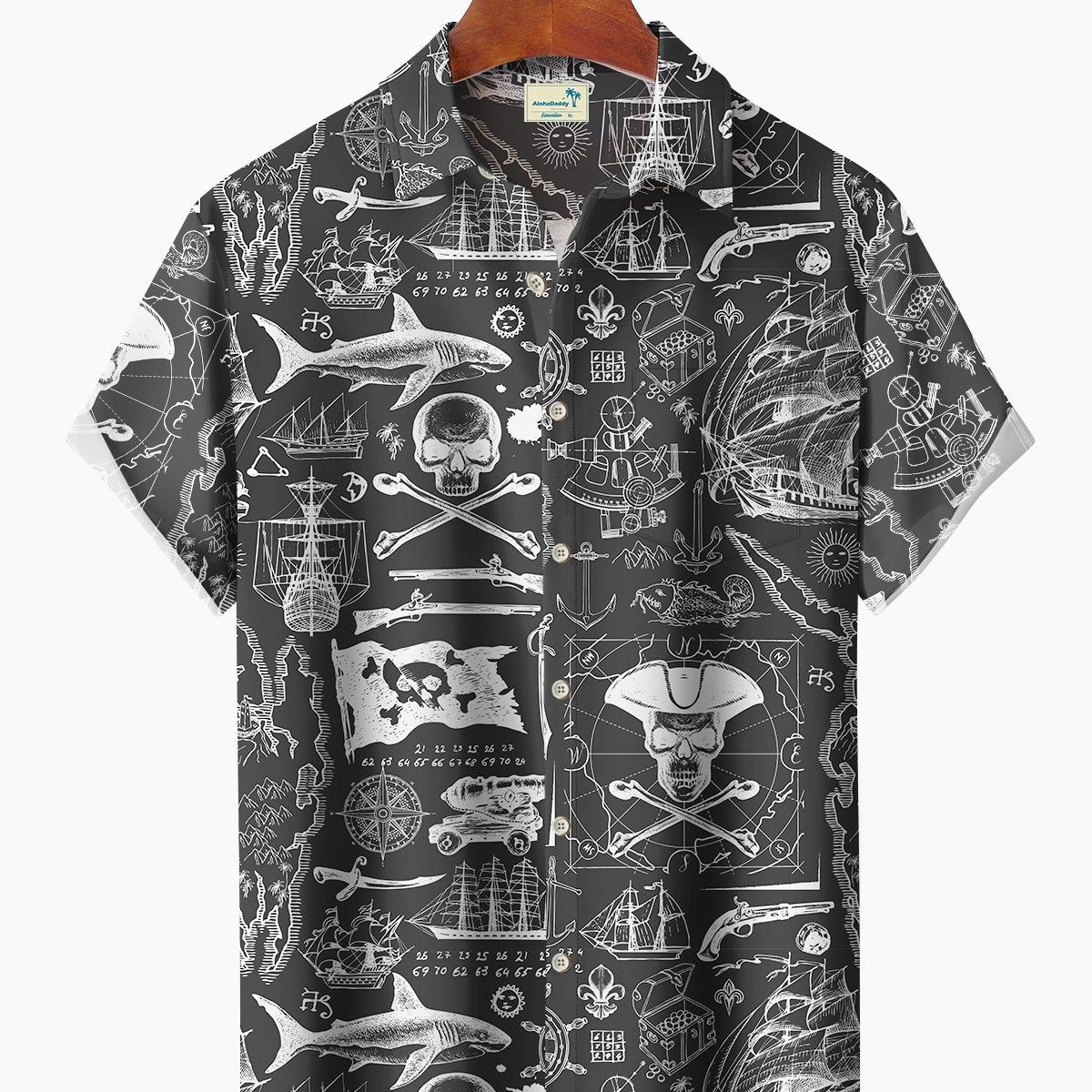T-shirt nautique vintage Alohadaddy Hawaii Beach Vacation Pirate Shark