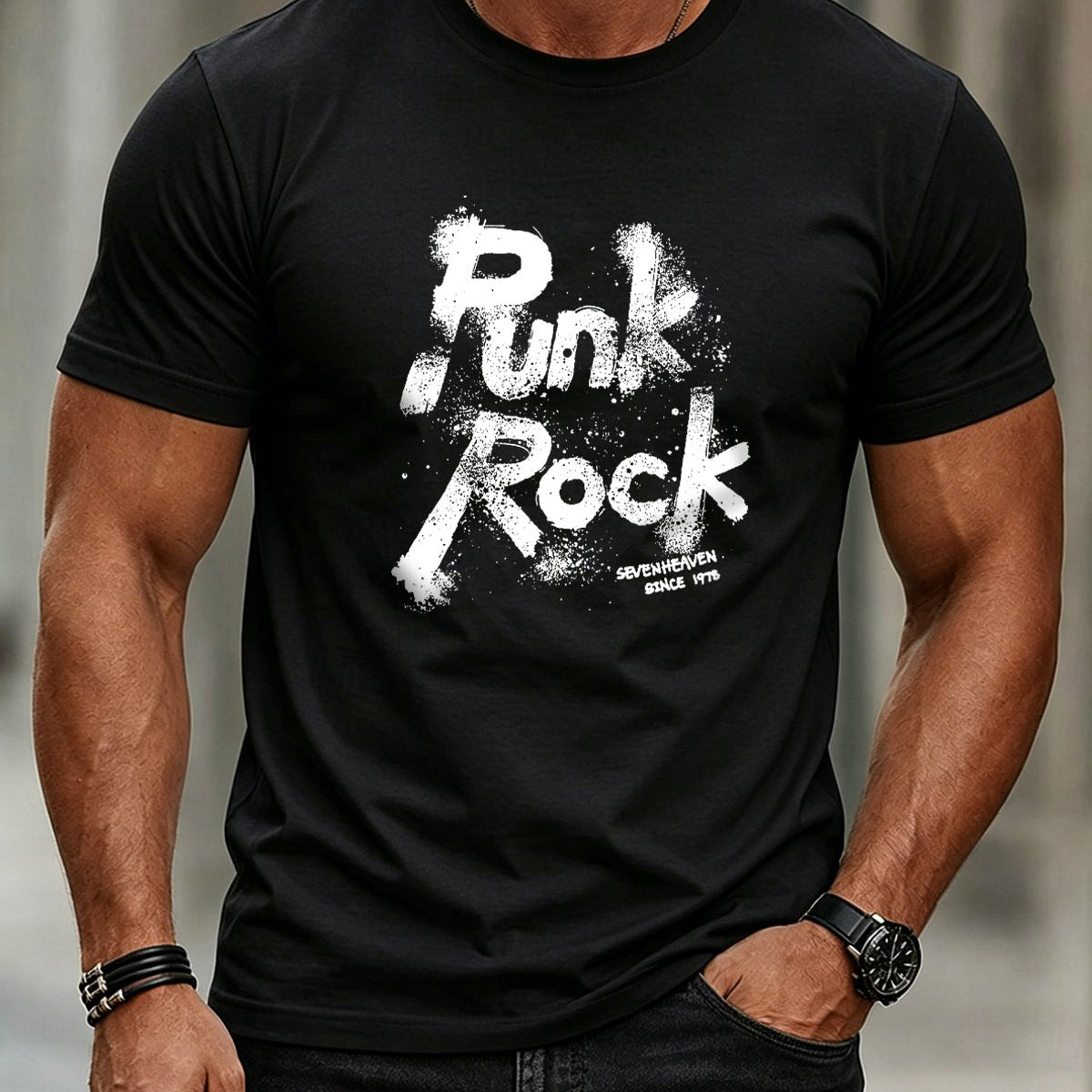 Alohadaddy® Men's Casual Punk-Rock Street-Style Short-Sleeve T-Shirt