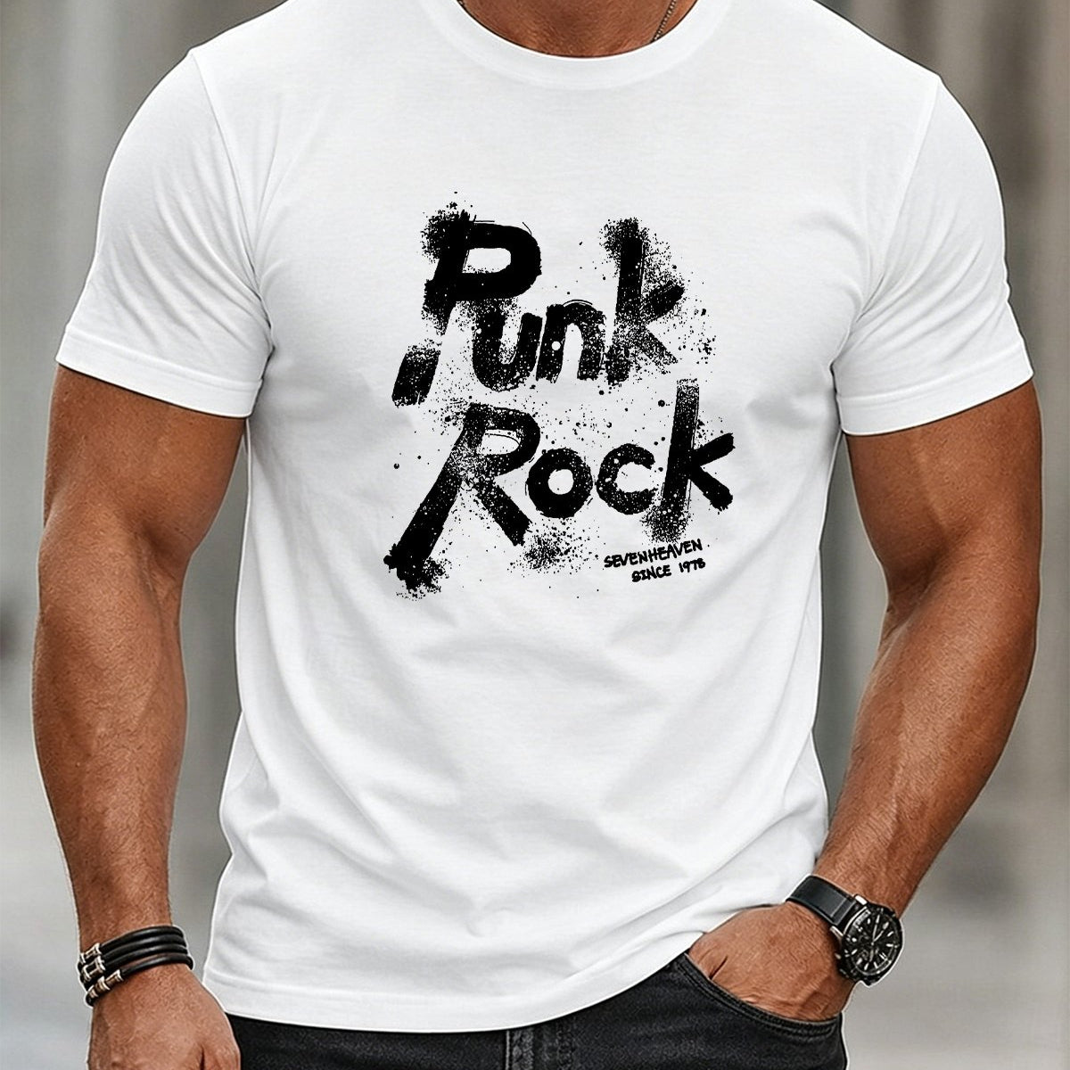 Alohadaddy® Men's Casual Punk-Rock Street-Style Short-Sleeve T-Shirt