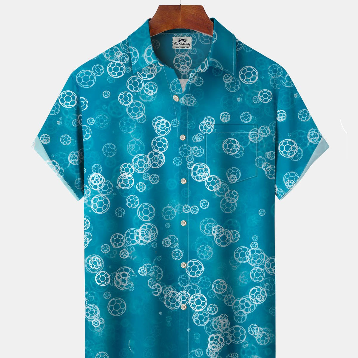 Alohadaddy® Casual Vacation Football Print Art Button-Down Cardigan Men's Short-Sleeve Shirt Big & Tall