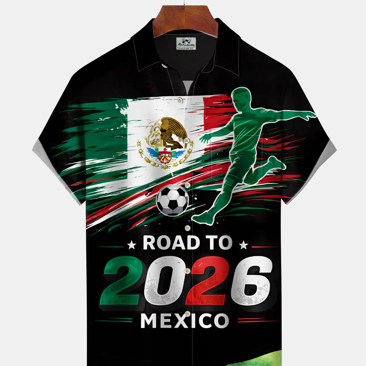 Alohadaddy® Vintage World Cup Print Art Button Pocket Cardigan Men's Short Sleeve Shirt