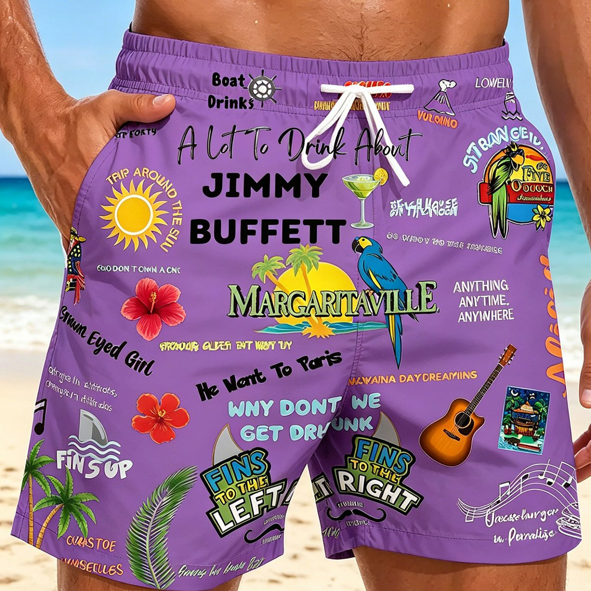 Alohadaddy® Hawaiian Palm Tree Print Men's Shorts Beach Shorts Swim Trunks