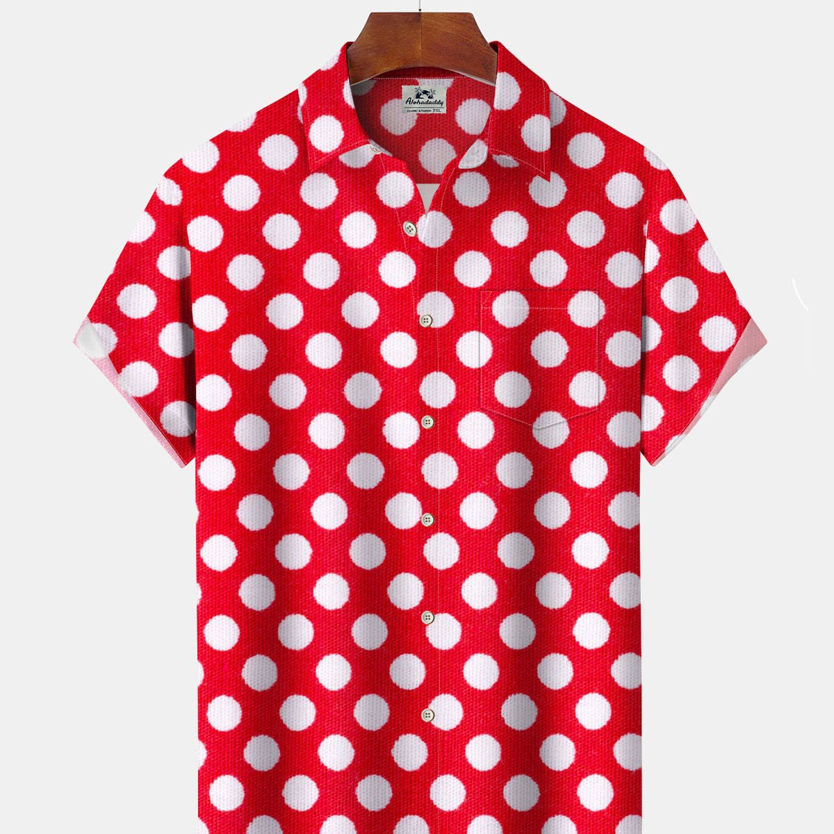 Alohadaddy® Casual Polka Dot Print Art Pocket Elastic Buttons Men's Short Sleeve Shirt Big & Tall