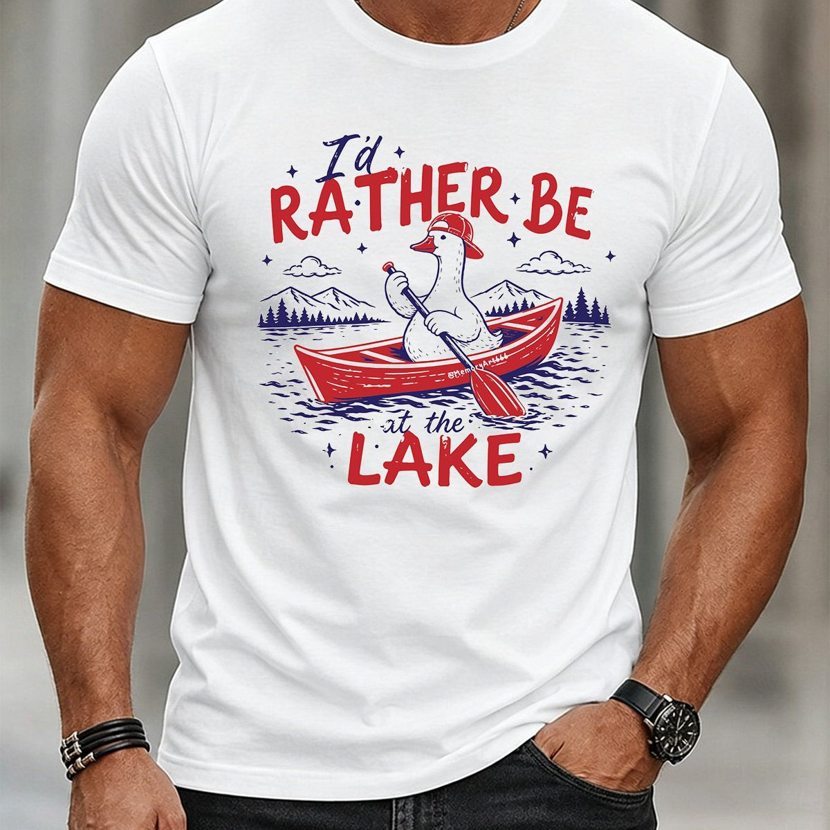 Alohadaddy® Men's Short-Sleeve Crew Neck T-Shirt – Hawaii Duck Paddling Print