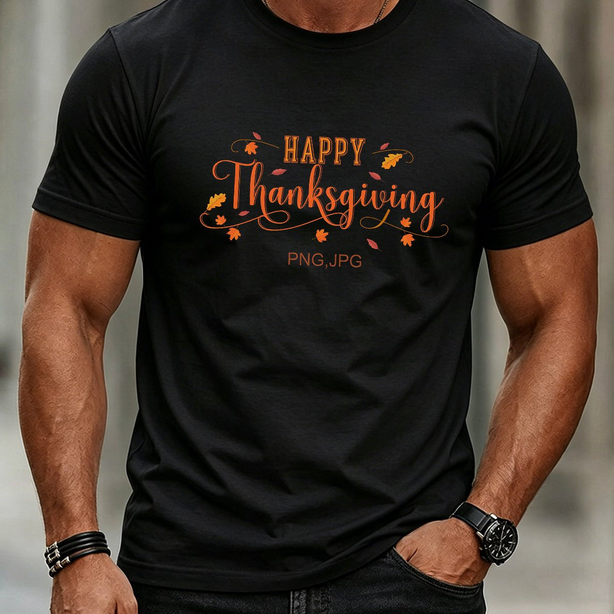 Alohadaddy® Holiday/Thanksgiving Graphic Crew-Neck Short-Sleeve T-Shirt