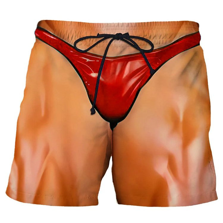 Alohadaddy Men's Visual Dislocation Print Beach Shorts