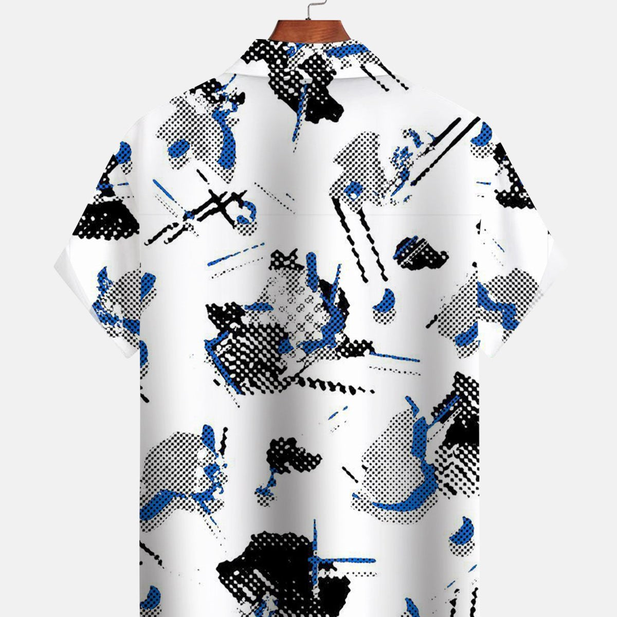 Alohadaddy® Men's Casual Short-Sleeve Shirt with Polka-Dot Map Print
