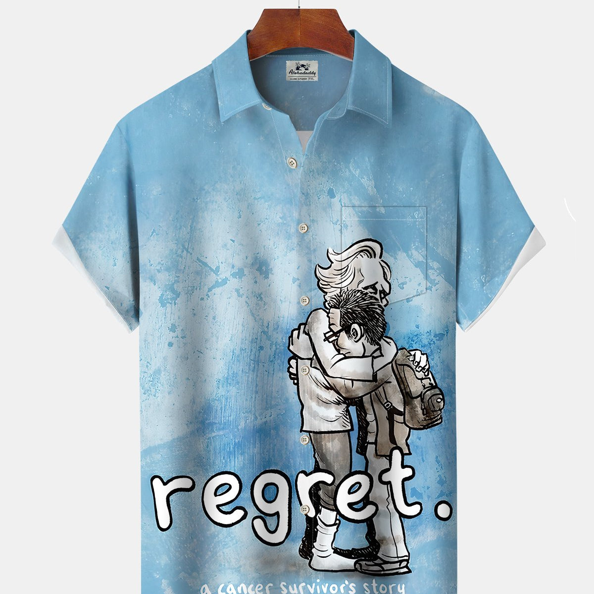 Alohadaddy® Casual Gradient Print Art Button Pocket Cardigan Men's Short Sleeve Shirt Big & Tall