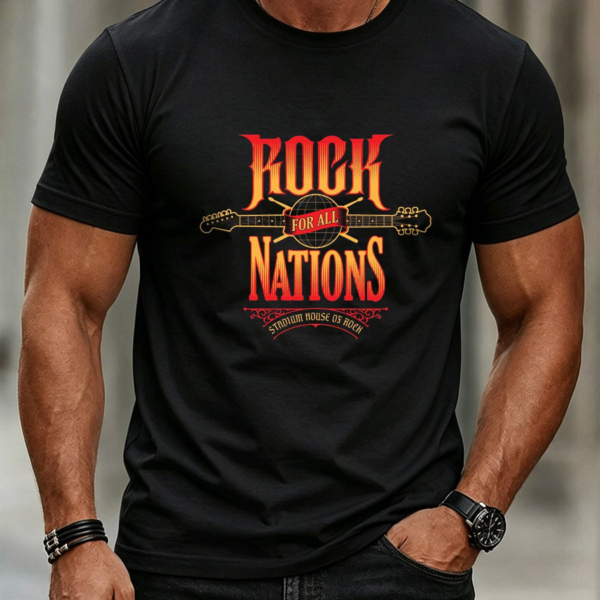 Alohadaddy® Men's Casual Street-Style Rock Short-Sleeve T-Shirt