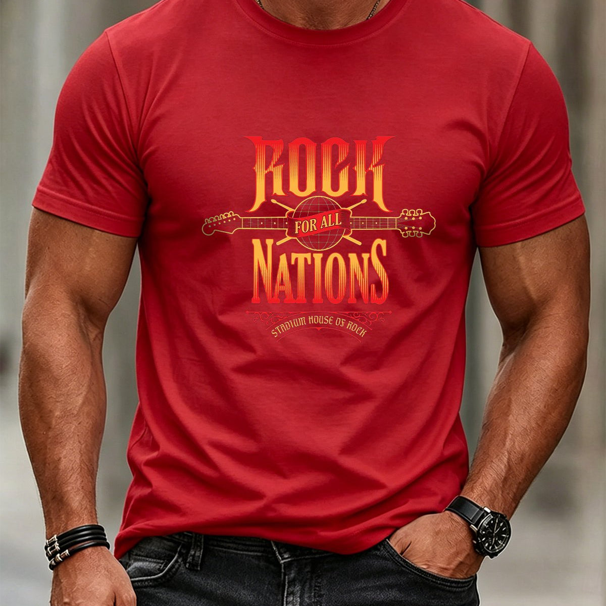 Alohadaddy® Men's Casual Street-Style Rock Short-Sleeve T-Shirt