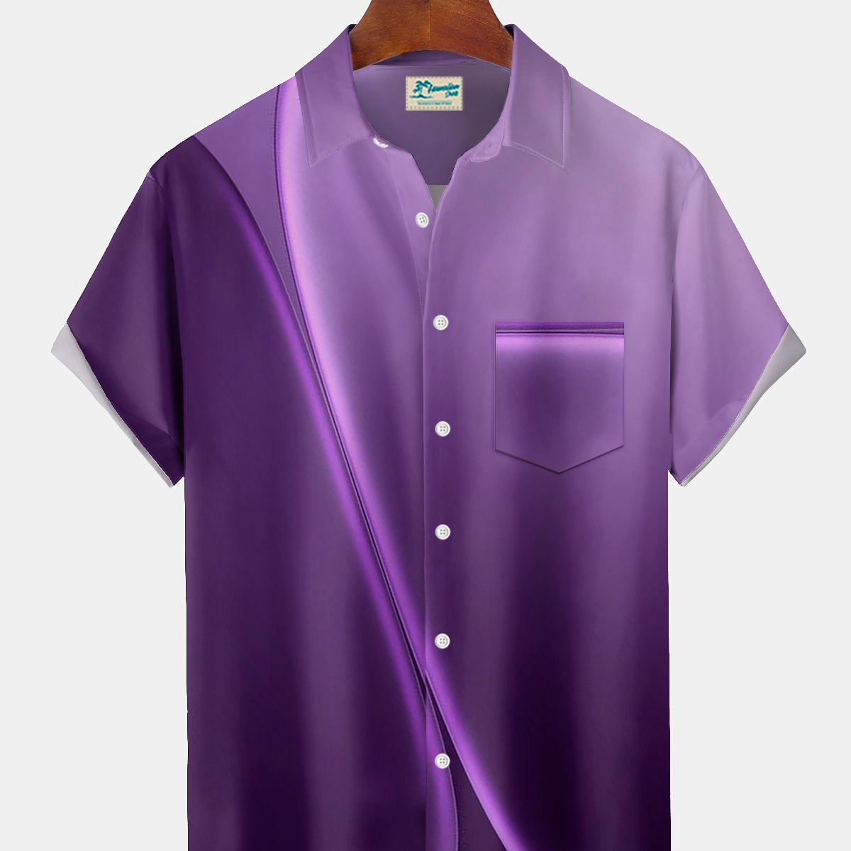 Alohadaddy® Hawaiian Retro Gradient Print Men's Button-Down Short-Sleeve Shirt Big & Tall