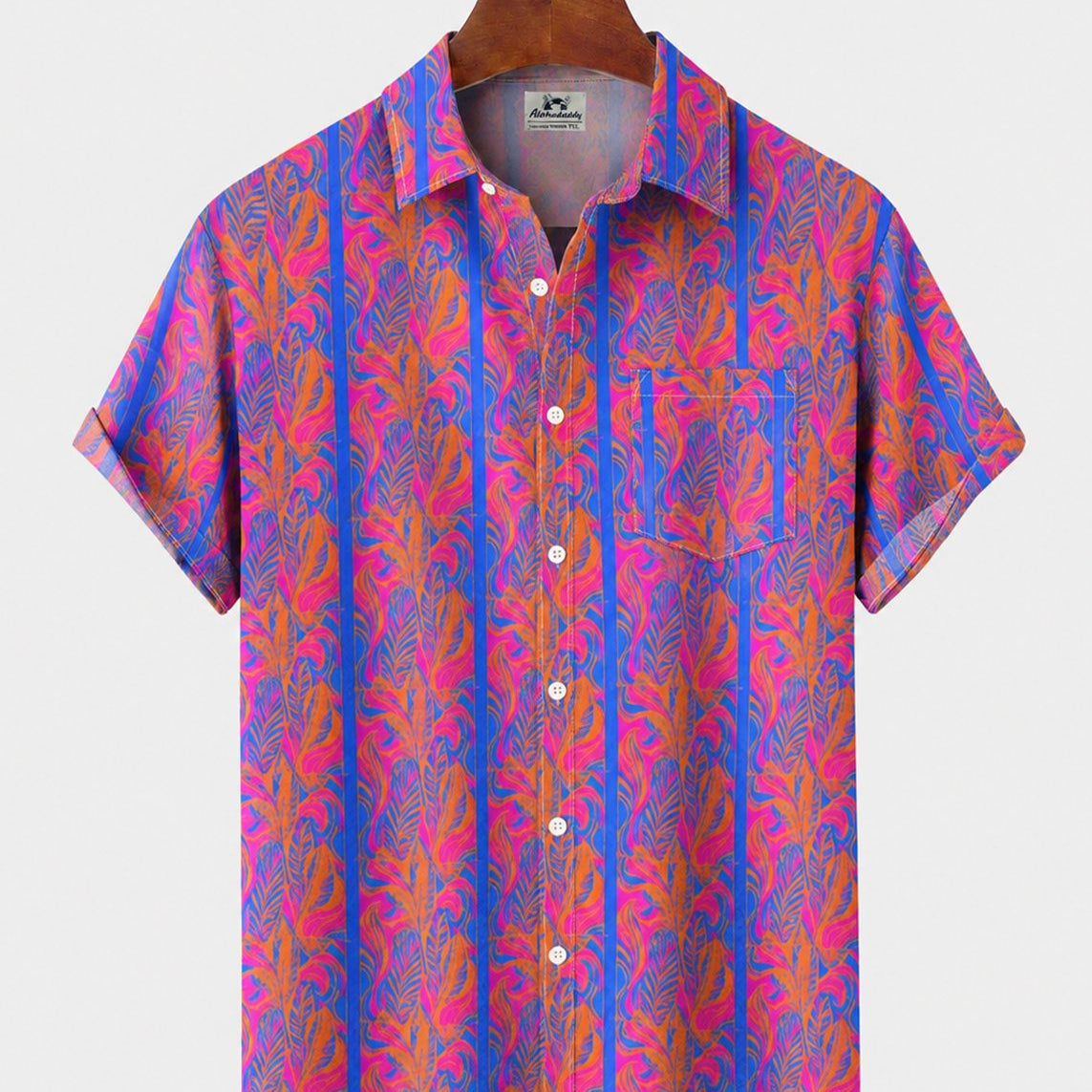 Alohadaddy® Men's Short-Sleeve Button-Down Shirt with Pocket Floral Print