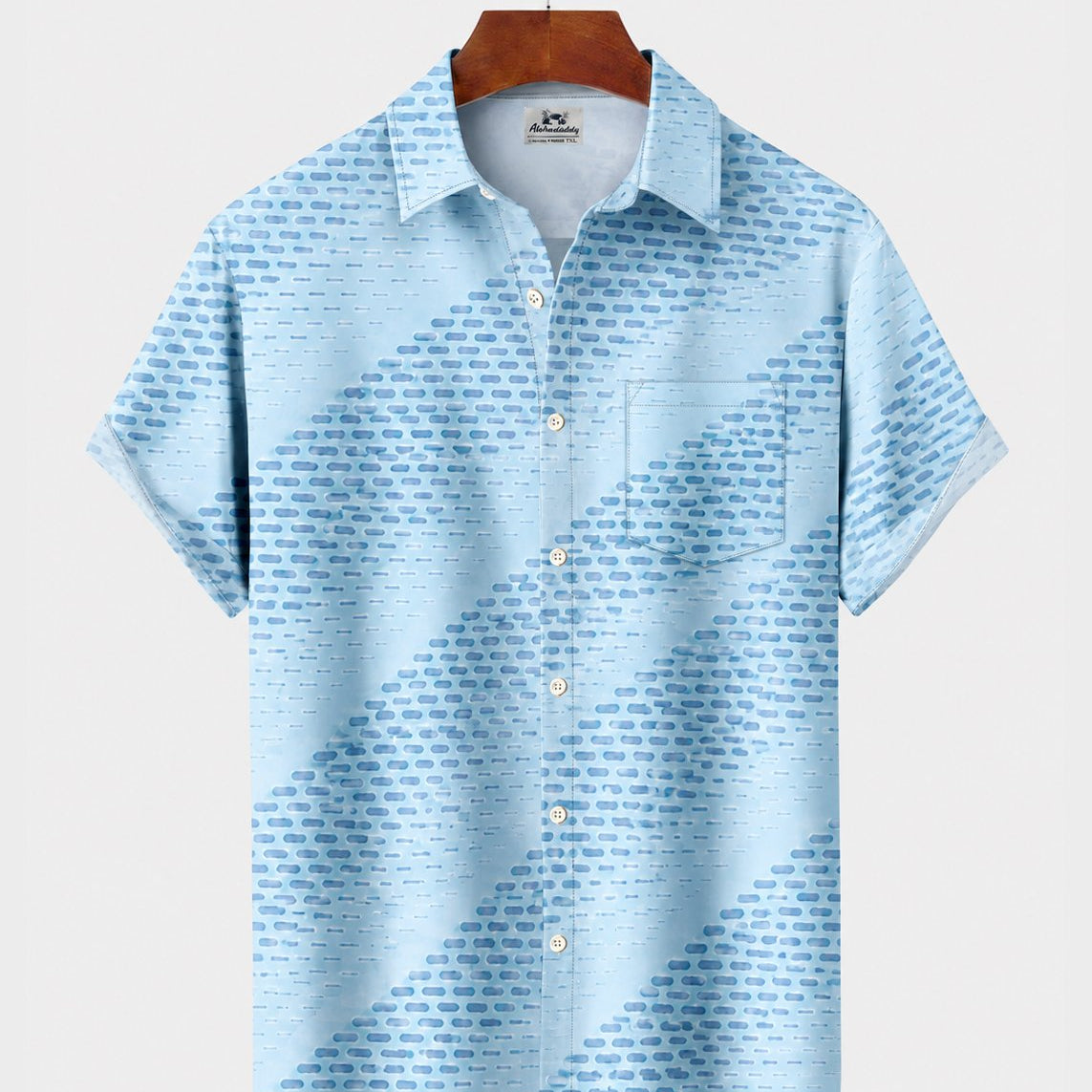 Alohadaddy® Men's Short-Sleeve Button-Down Shirt with Pocket Polka Dots Print