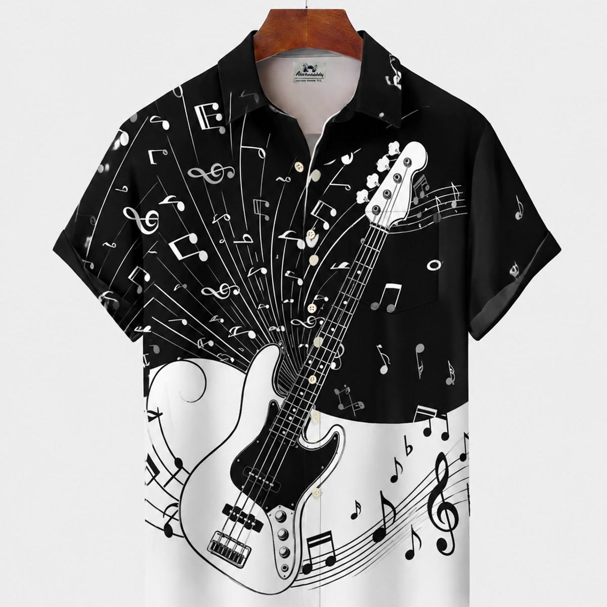 Alohadaddy® Men's Short-Sleeve Button-Down Shirt with Pocket Music Print