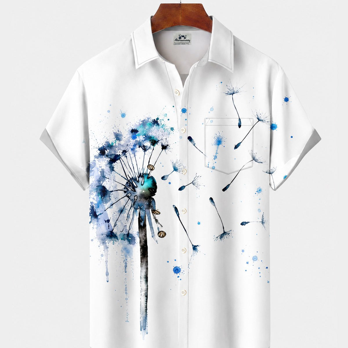 Alohadaddy® Men's Short-Sleeve Button-Down Shirt with Pocket Plant Print