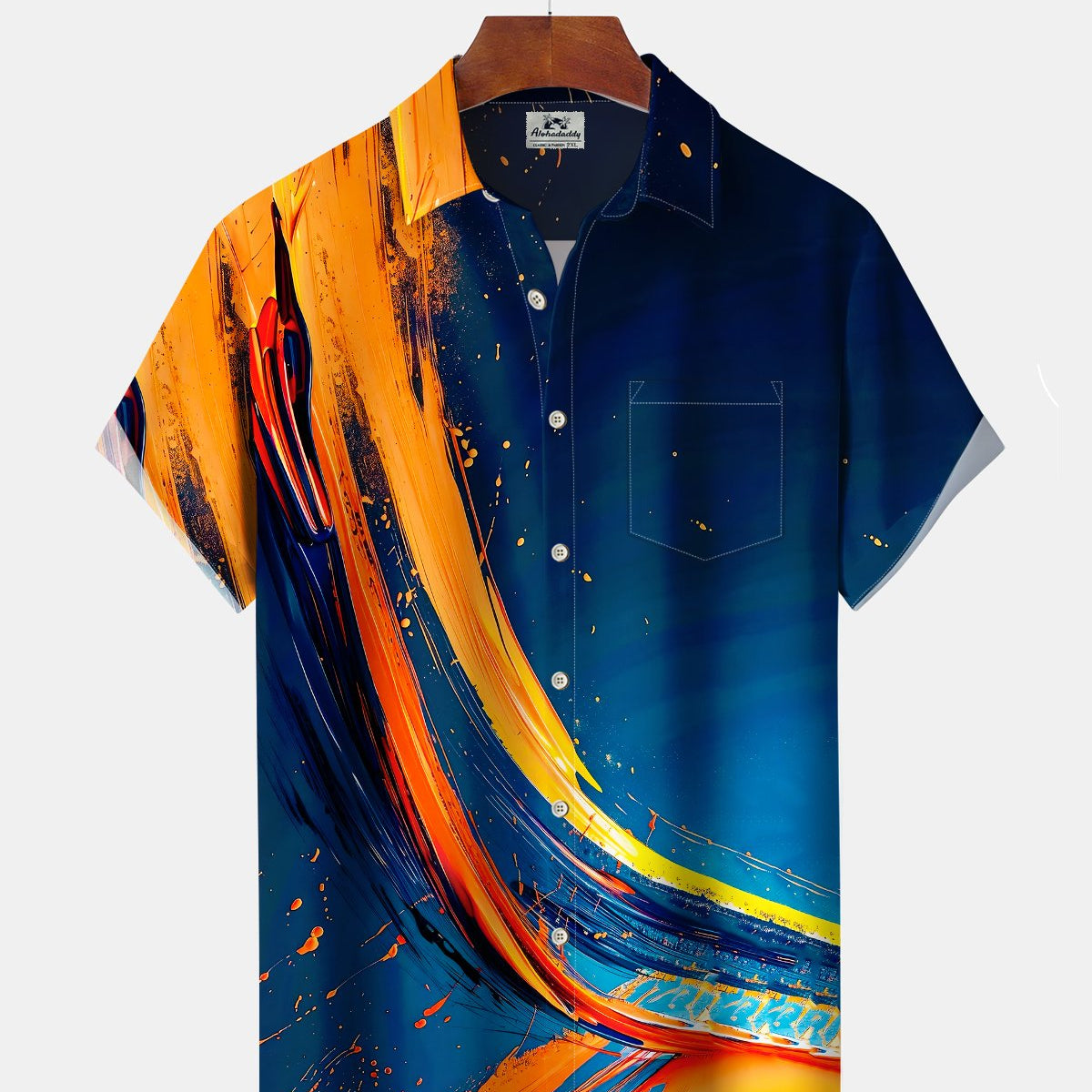 Alohadaddy® Vintage Striped Print Art Button Pocket Cardigan Men's Short Sleeve Shirt Big & Tall