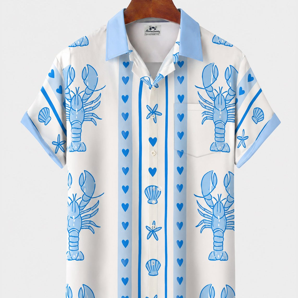 Alohadaddy® Men's Short-Sleeve Button-Down Shirt with Pocket Lobster Print