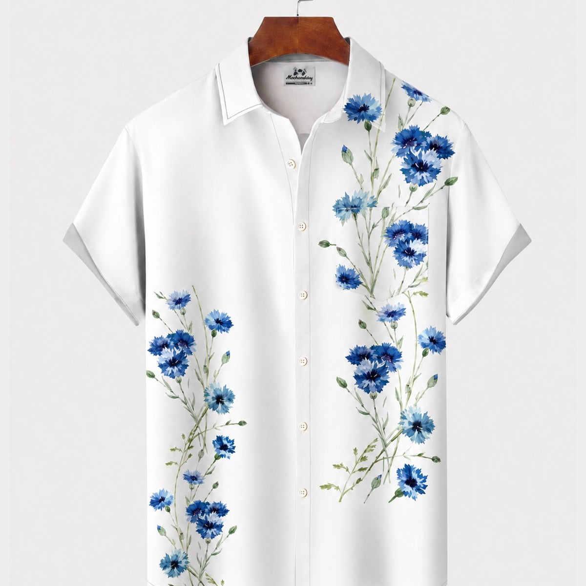 Alohadaddy® Men's Short-Sleeve Button-Down Shirt with Pocket Floral Print