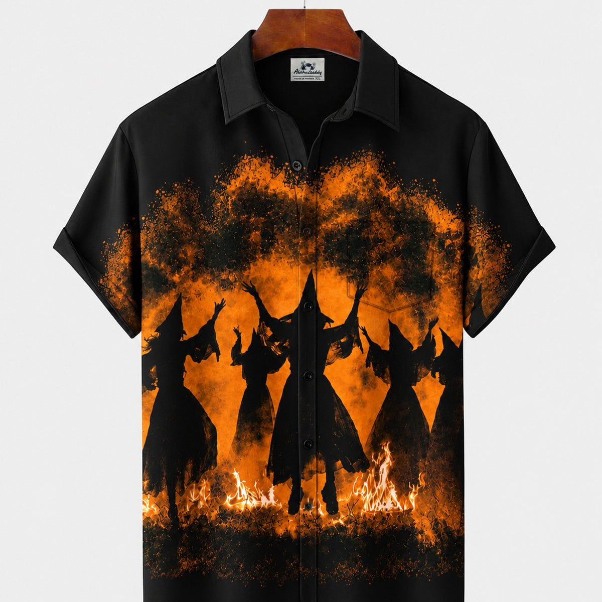 Alohadaddy® Men's Short-Sleeve Button-Down Shirt with Pocket Halloween Print