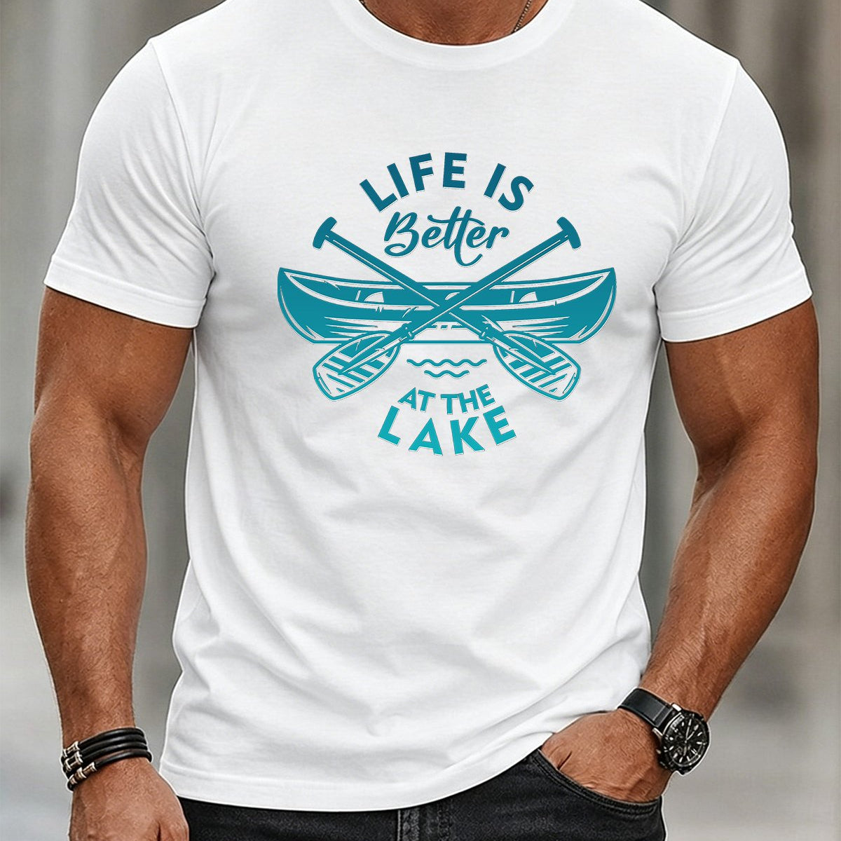 Alohadaddy® Hawaiian Boat Print Crew Neck Men's Short Sleeve T-Shirt