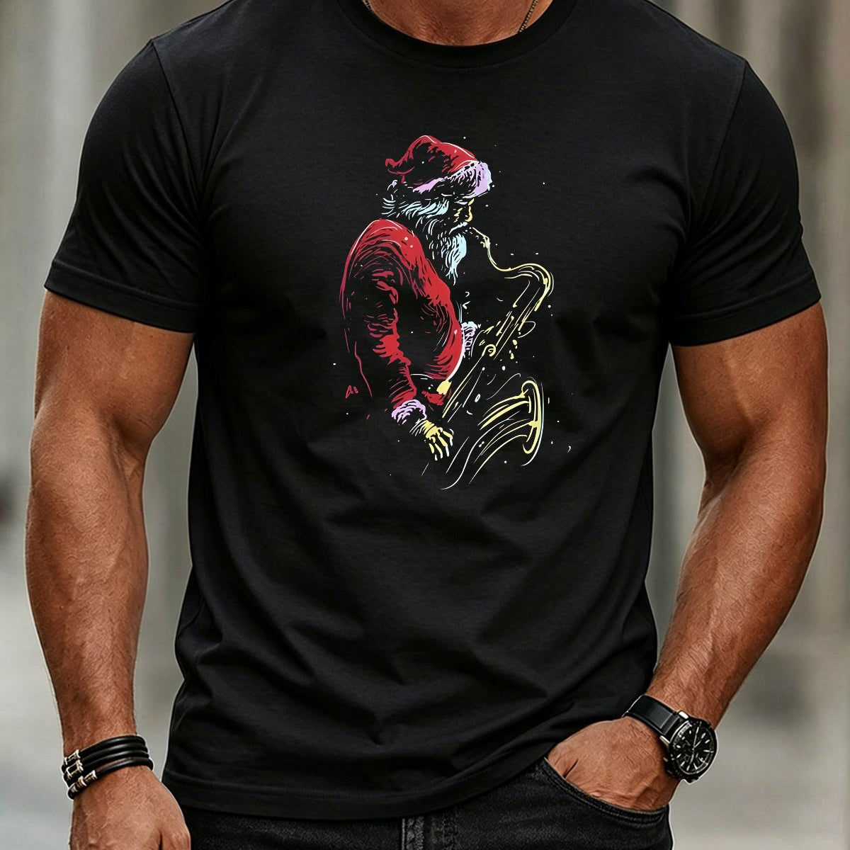 Alohadaddy® Holiday Christmas Print Crew Neck Short-Sleeve T-Shirt
