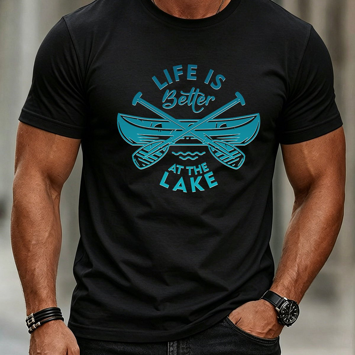 Alohadaddy® Hawaiian Boat Print Crew Neck Men's Short Sleeve T-Shirt