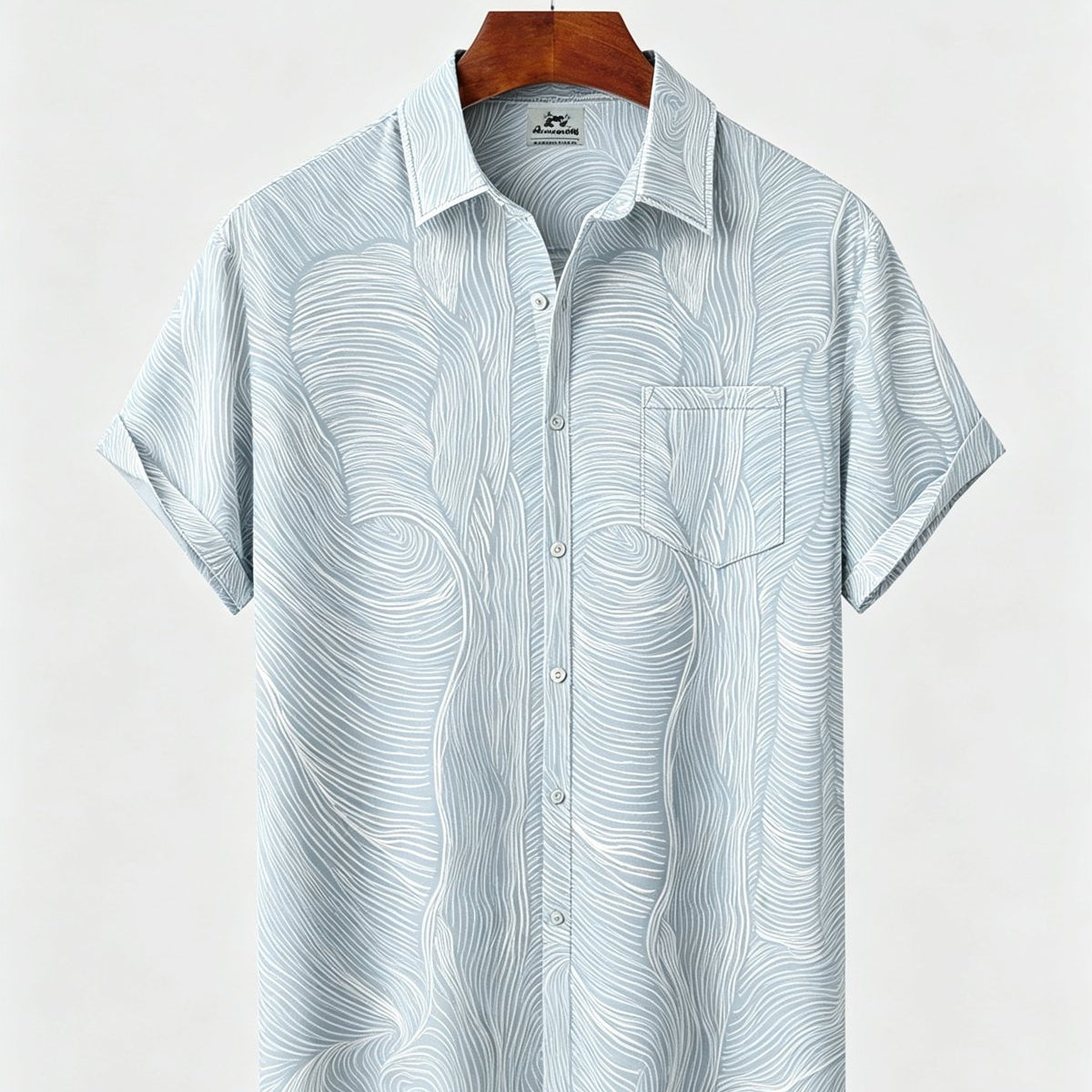 Alohadaddy® Men's Short-Sleeve Button-Down Shirt with Pocket Abstract Print