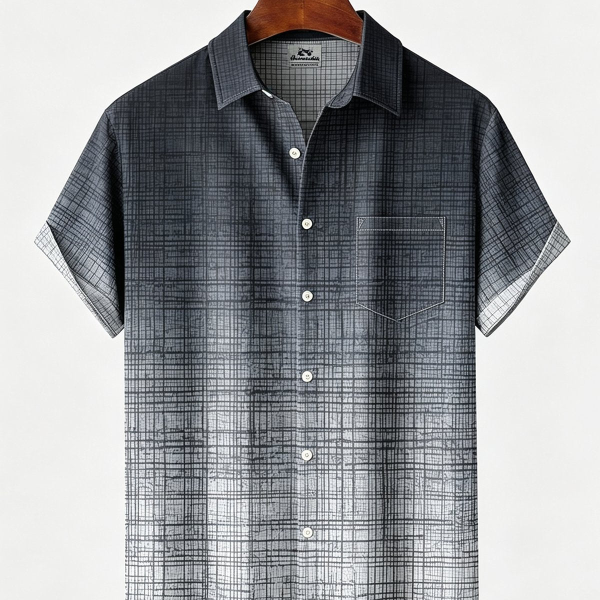 Alohadaddy® Men's Short-Sleeve Button-Down Shirt with Pocket Front End Print
