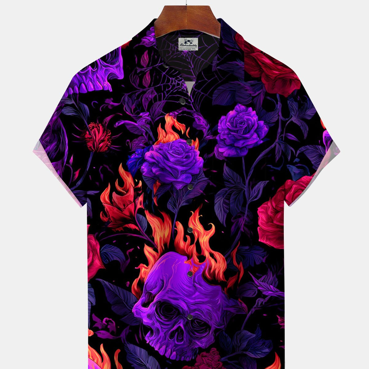 Alohadaddy® Men's Short-Sleeve Button-Down Shirt with Pocket Halloween Print