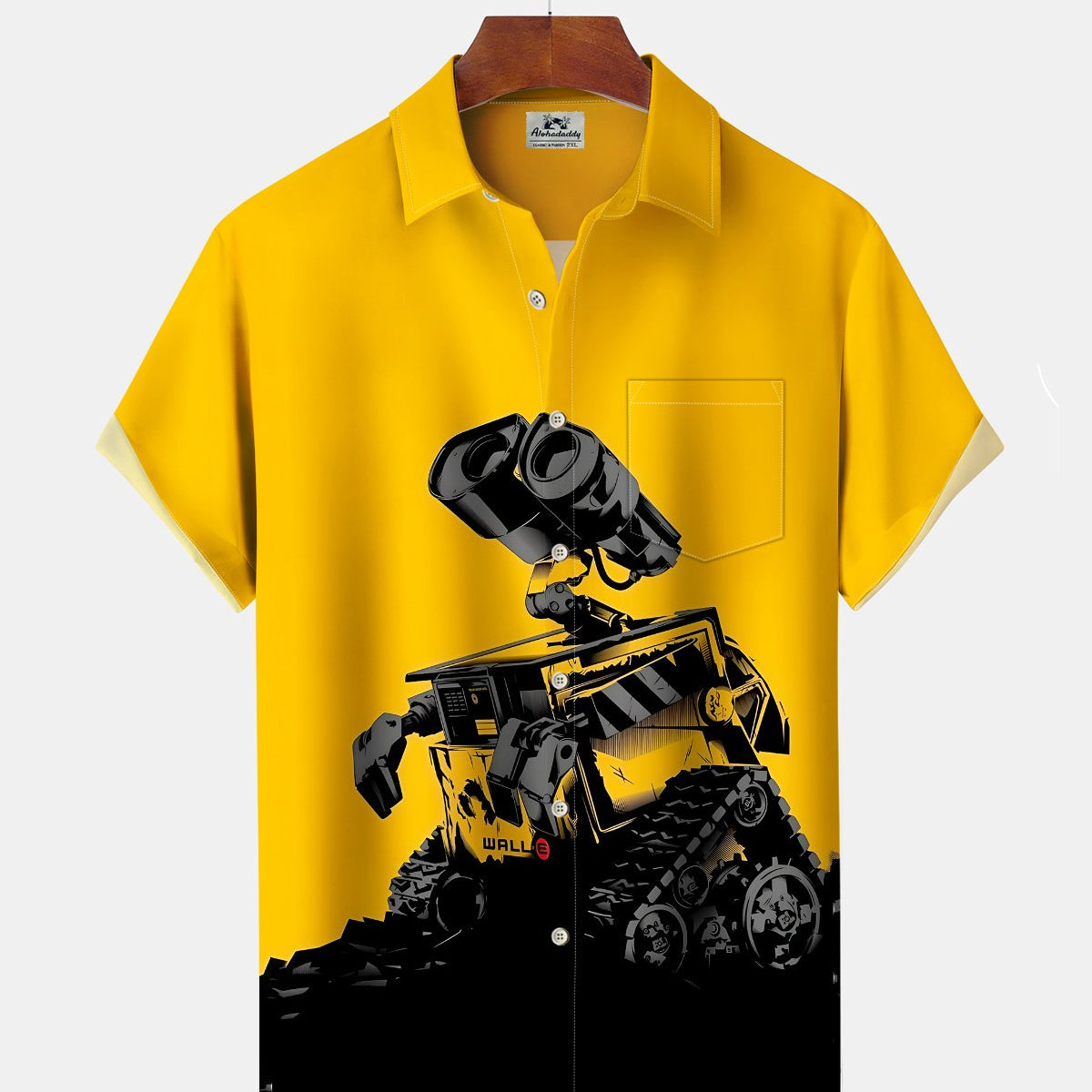 Alohadaddy® Casual Robot Print Art Button Pocket Cardigan Men's Short Sleeve Shirt