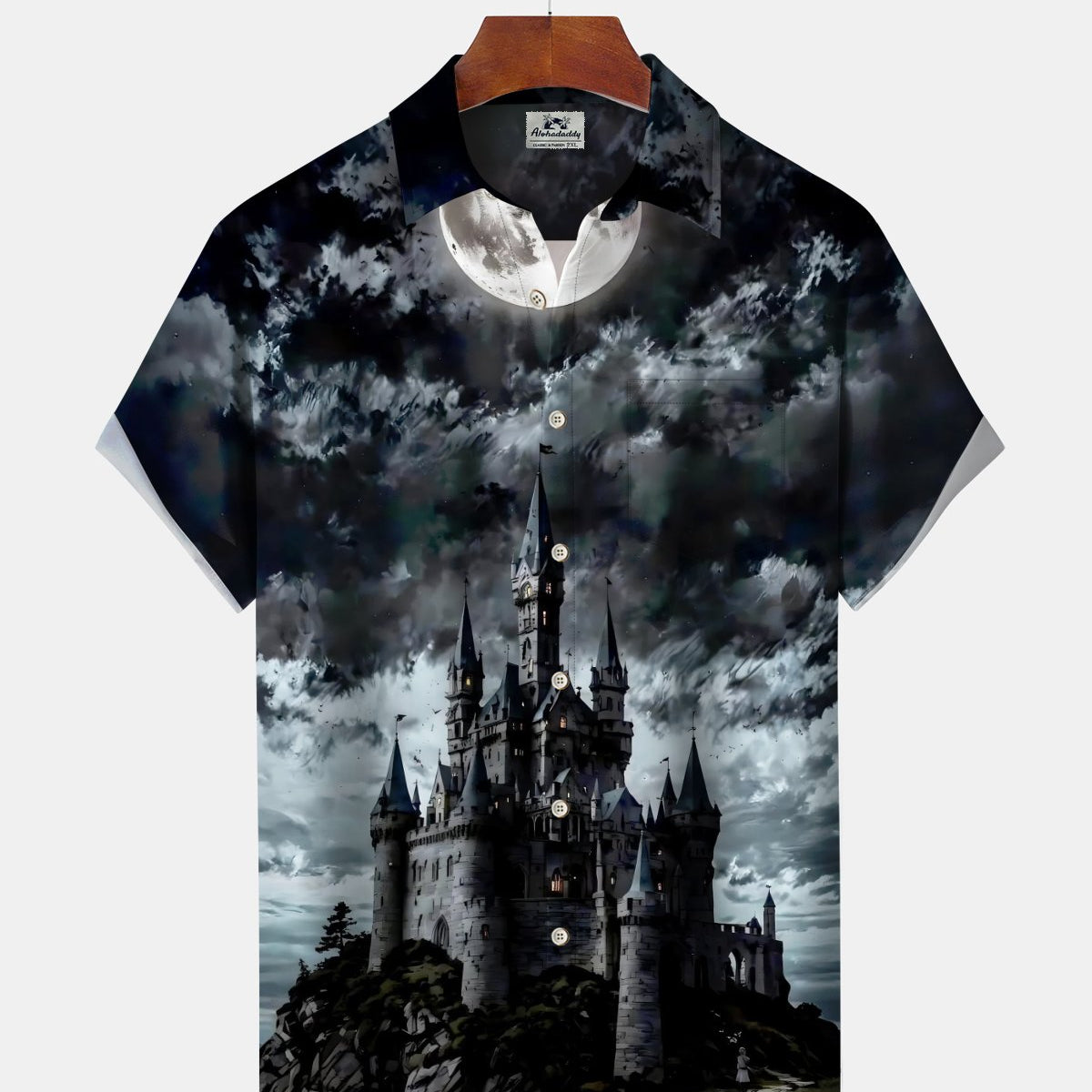 Alohadaddy® Holiday Halloween Graphic Print Button-Down Pocket Cardigan-Style Men's Short-Sleeve Shirt