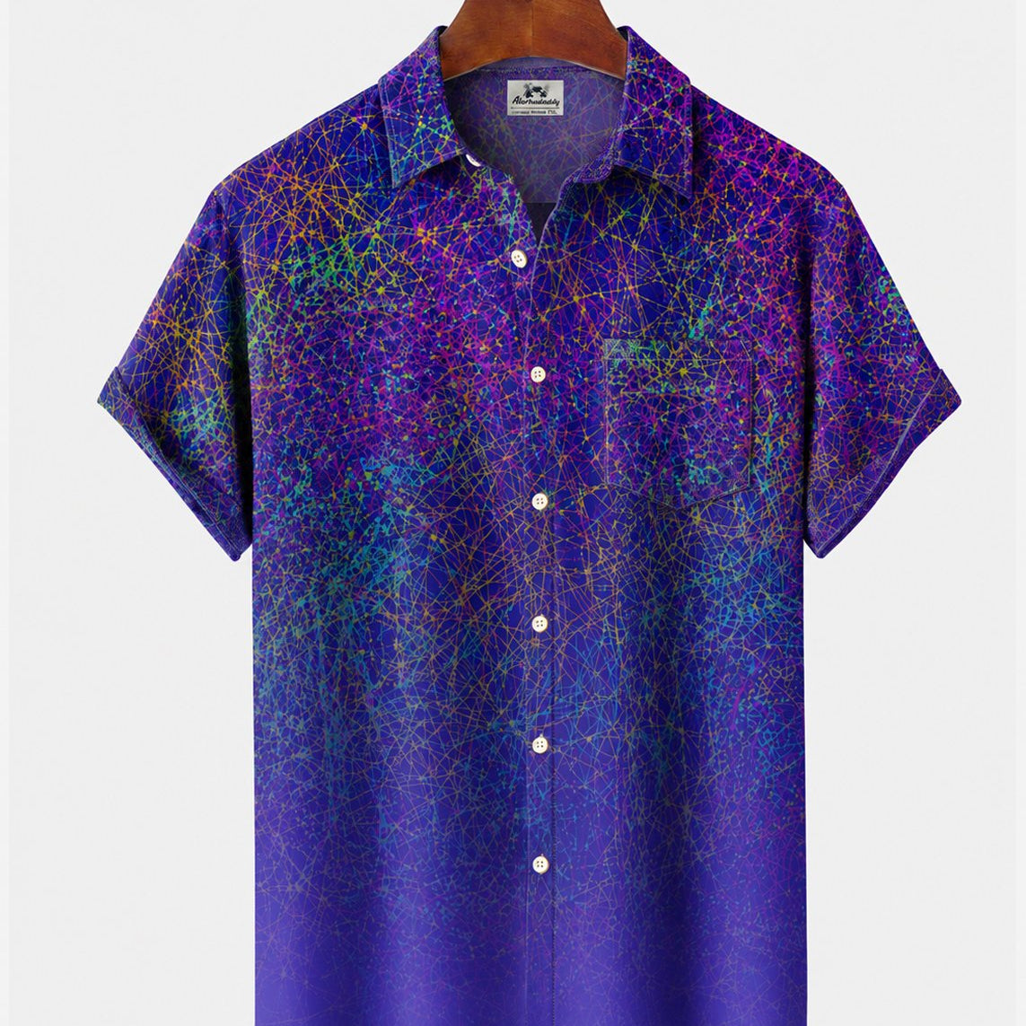Alohadaddy® Men's Short-Sleeve Button-Down Shirt with Pocket Abstract Print