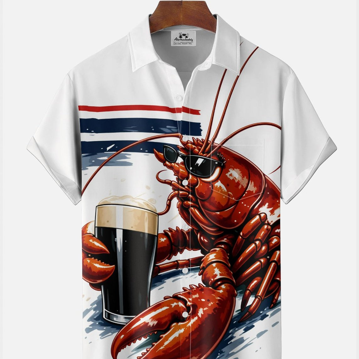 Alohadaddy® Men's Short-Sleeve Button-Down Shirt with Pocket Lobster Print