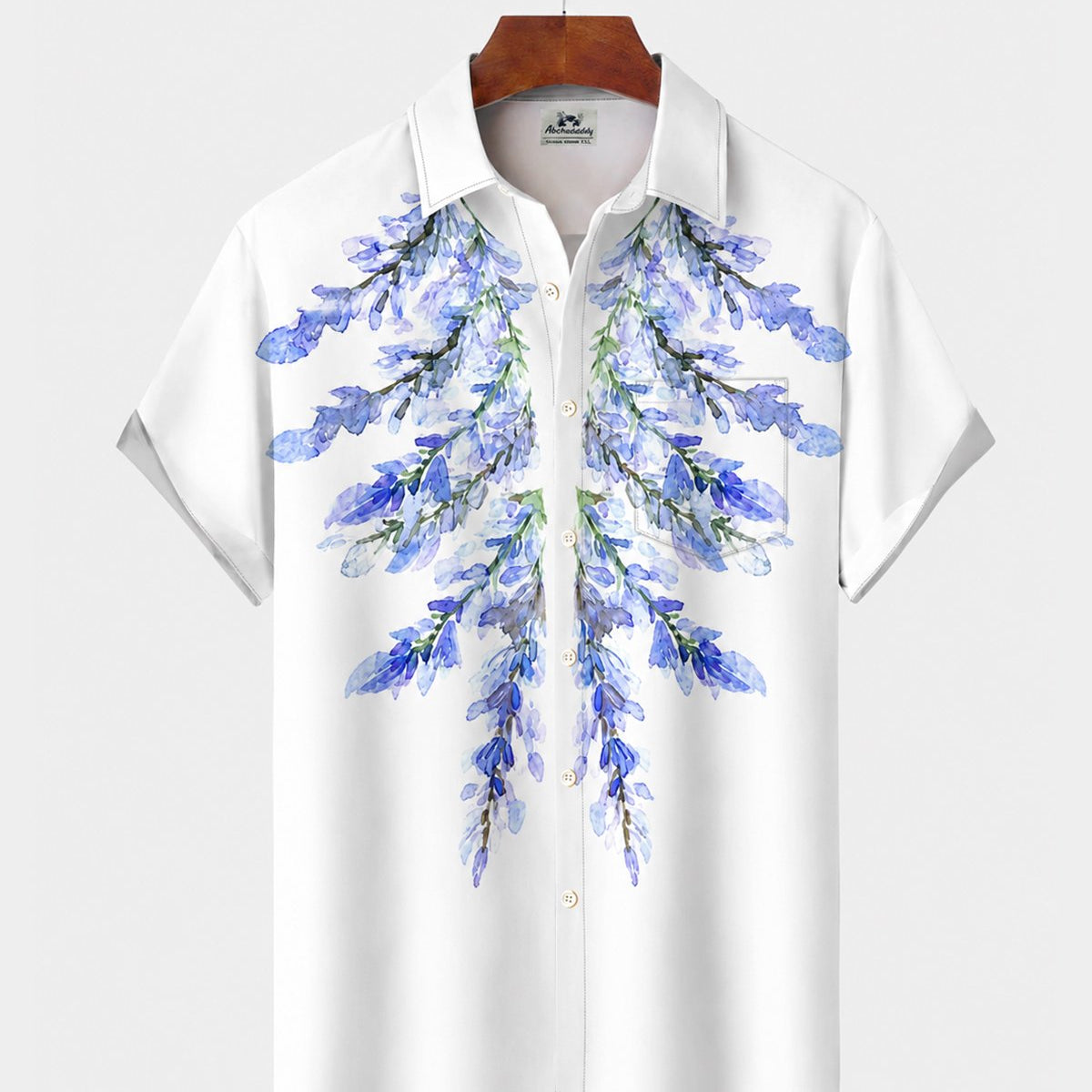 Alohadaddy® Men's Short-Sleeve Button-Down Shirt with Pocket Floral Print
