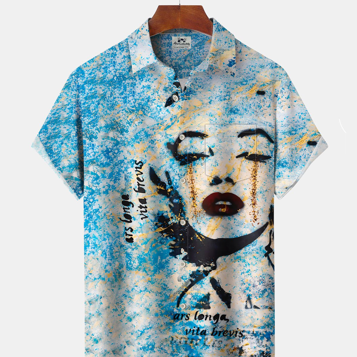 Alohadaddy® Vintage Marilyn Monroe Art Print Men's Short-Sleeve Shirt Button-Down Cardigan with Pocket