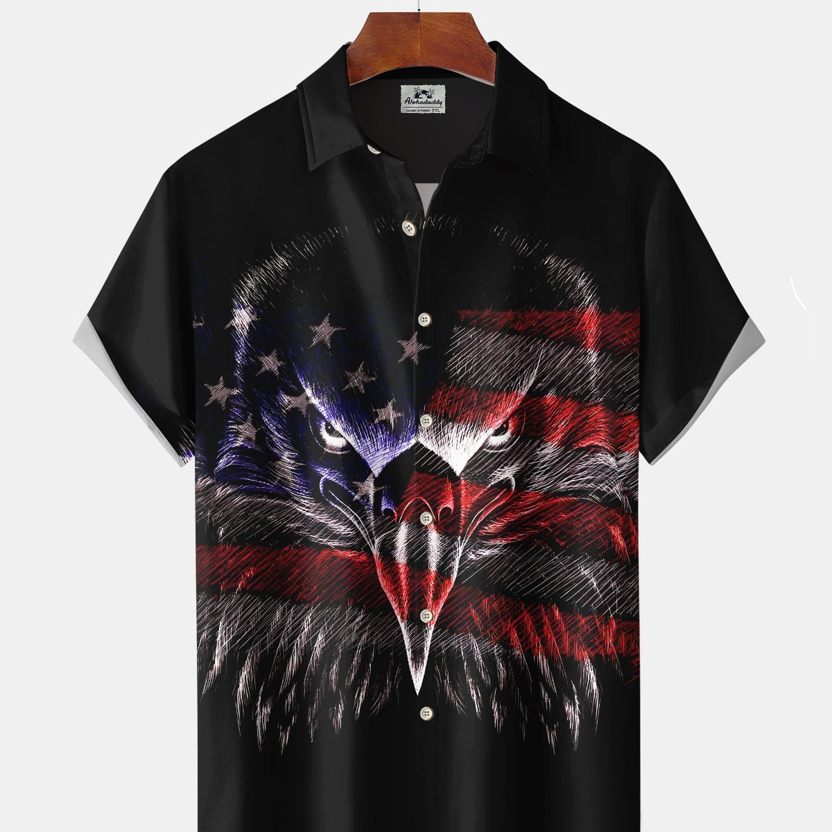 Alohadaddy® Holiday Independence Day Print Art Button Cardigan with Pockets Men's Short Sleeve Shirt